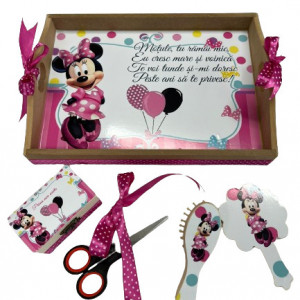 Tavita de turta, 5 piese, Minnie buline, cyclam