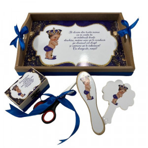 Tavita de turta, 5 piese, Print, bleumarin