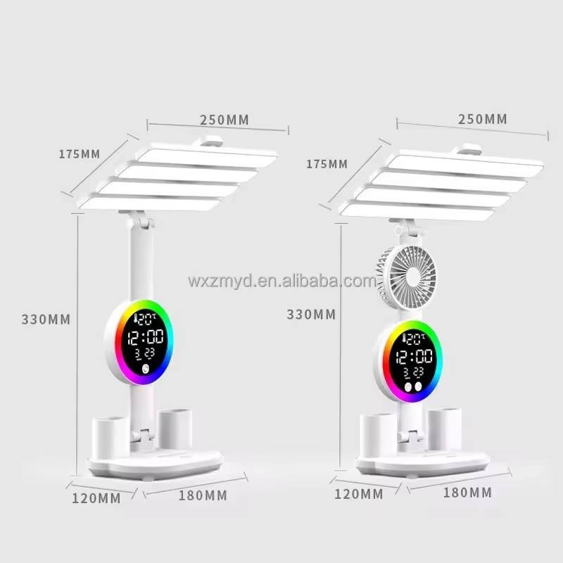 Lampă de birou Smartix LED flexibil 30-47 CM cu ceas, dată și temperatură, 2 Organizatoare, Alb engros - Img 2