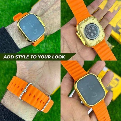Ceas Smartwatch Ultra 2.19 IMCH 49 mm, 2 Curele incluse, Moduri multiple, Termometru, Monitorizare somn, Orange-Auriu engros - Img 5