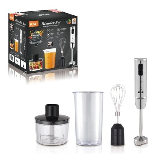 Raf R3007 – Blender 4 in 1, 1600W cu vas 600ml, recipient 500ml si tel, argintiu-negru - Img 1