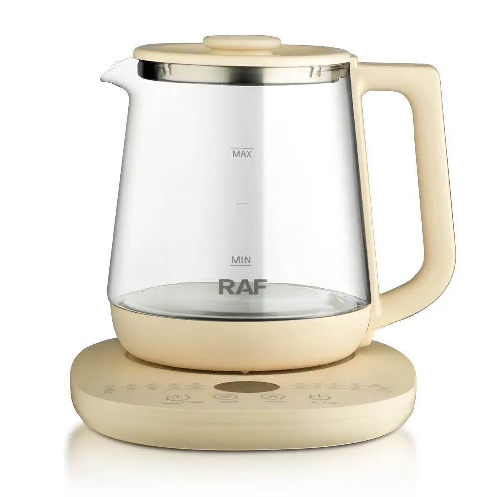 Raf R7937 – Ceainic electric 1.5L, 800W, sticlă borosilicată, fără fir, control temperatură, crem - Img 1