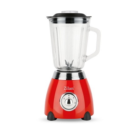 Blender electric 500W, Zilan ZLN7057 RETRO, bol sticla 1.5L, lame otel inoxidabil, 2 viteze, rosu