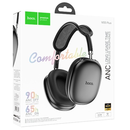 Casti Wireless OverEar HOCO W55 Plus, Bluetooth 5.4, 800mAh, ANC, 90h, GRAY