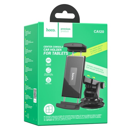 Hoco CA120 – Suport auto cu cleme laterale, montaj pe bord, 360°, brat ajustabil, negru