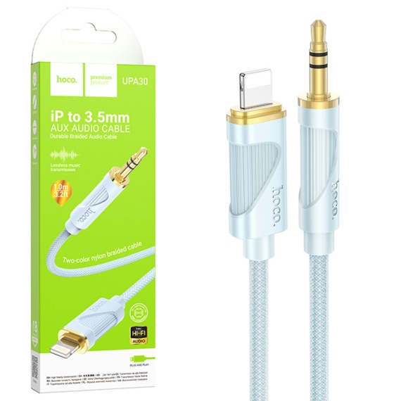Hoco UPA30 - Cablu Audio, Lightning la Jack 3.5mm (M), 1m, Albastru