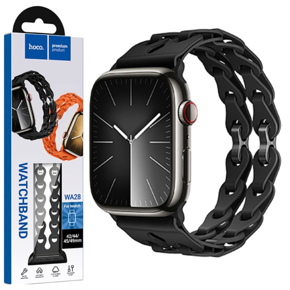 Hoco WA28 - Curea silicon, pentru iWatch, Universal Size - 42/44/45/49mm, Flexibile Band, Hollow, Negru