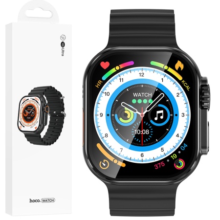 Hoco Y23 Ultra - Ceas SmartWatch Sport BT 5.3, Apel, 300mAh, Negru