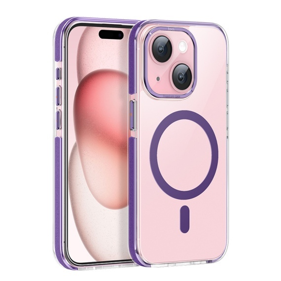 Husa Hoco AS6 - iPhone 15 Plus, MagSafe, GripEdge, Violet-Transparent