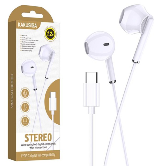 Kaku KSC-1295 - Casti cu Fir, In Ear, Type-C, 1.2m, Mic & Volume Key, Alb