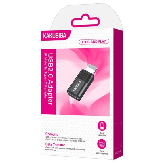 Kaku KSC-1408 - Adaptor OTG Transfer, Lightning la Type-C, Negru