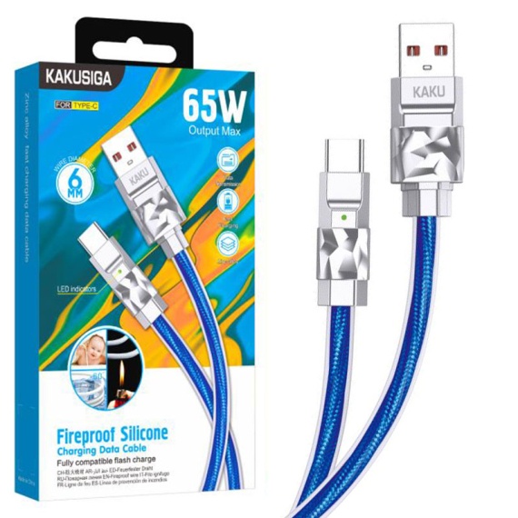 Kaku KSC-956 - Cablu Date si Incarcare, USB la Type-C, 65W, 1m, Albastru