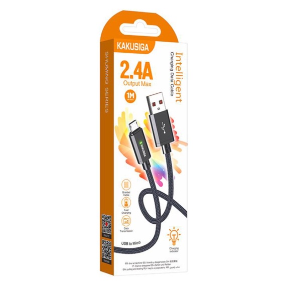 Kaku KSC-967 - Cablu Date si Incarcare, USB la MicroUSB, 18W, 2.4A, 1m, Negru