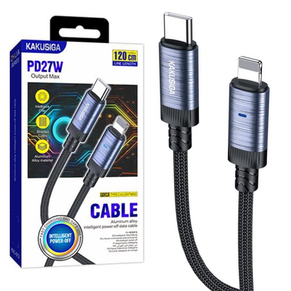 Kaku KSC-972 - Cablu Date si Incarcare, USB la Lightning, 3A, Smart On-Off, Braided, 1m, Negru