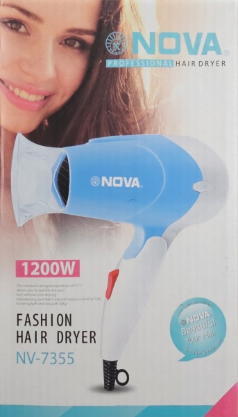 Nova NV-7355 - Uscator de par 1200W, 2 trepte temperatura, Albastru