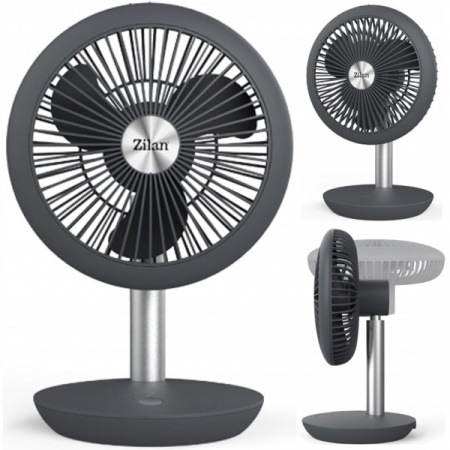 Zilan ZLN4000 – Ventilator portabil reincarcabil USB, 18 cm, 4 viteze, gri