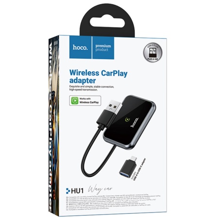 Adaptor CarPlay HOCO HU1 metallic – conectare rapida, design compact, finisaj metalic, gri