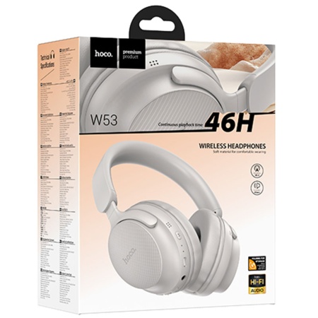 Casti wireless OverEar HOCO W53 pentru gaming – Bluetooth 5.4, baterie 400mAh, autonomie 46h, gri