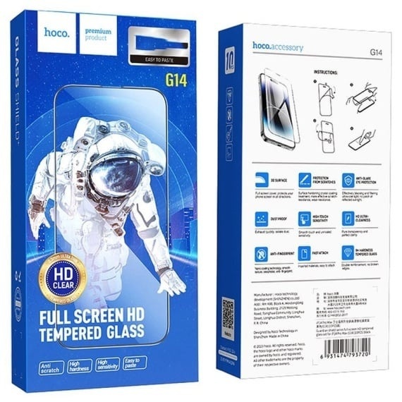 Hoco G14- Folie protectie Clear, iPhone 15 Plus - Glass Guardian, [10 buc]