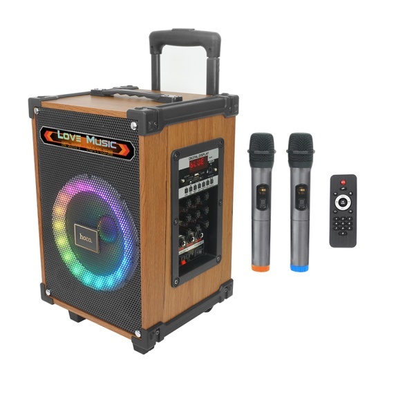 Hoco HA2 - Boxa outdoor, portabila, 2 microfoane, 4500mAh, TF Card, USB, AUX si TWS, 40W+5W, Negru