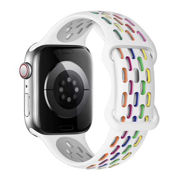 Hoco WA19 - Curea pentru iWatch, Sport, Silicon, Compatibil 38/40/41mm, Alb Multicolor