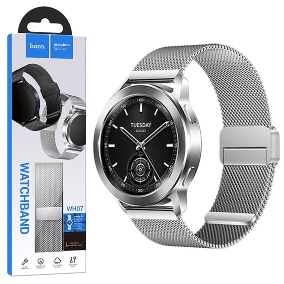 Hoco WH07 -Curea metalica, 22 mm pentru SmartWatch Universala, Magnet, Stainless, Argintiu