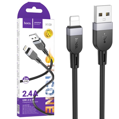 Hoco X109 - Cablu Date si Incarcare USB-A la Lightning 2.4A 2m Negru