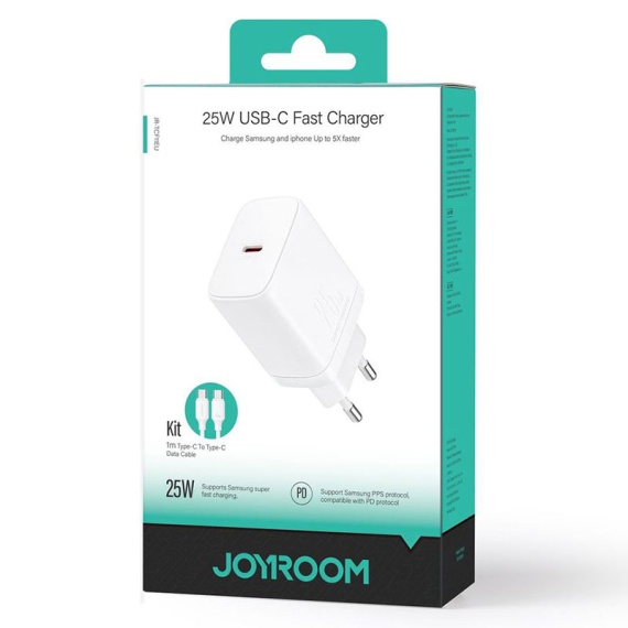 Joyroom JR-TCF11 - Incarcator Retea + Cablu Lightning, 25W, 1xUSB-C, PD, Alb