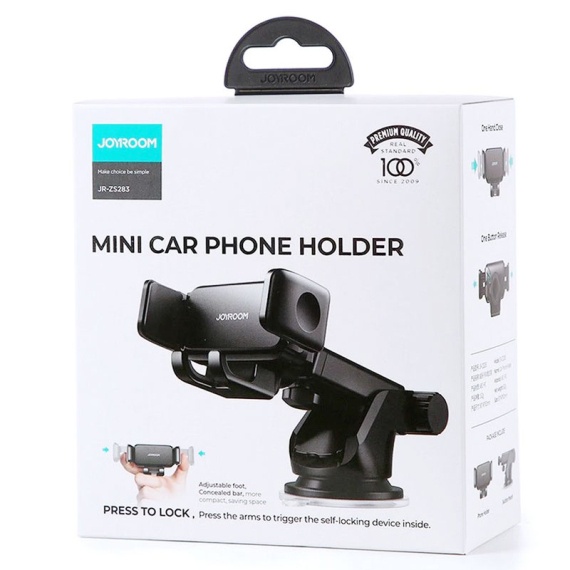 Joyroom JR-ZS283 - Suport Auto, cu cleme laterale, montaj Bord, MultiAngle, brat ajustabil, Negru