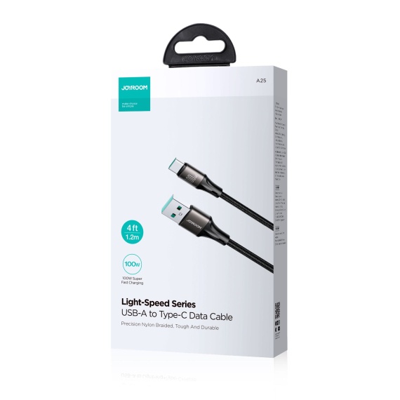 Joyroom S-A25 - Cablu Date si Incarcare, USB-A la Type-C, 3A, 2m, Negru