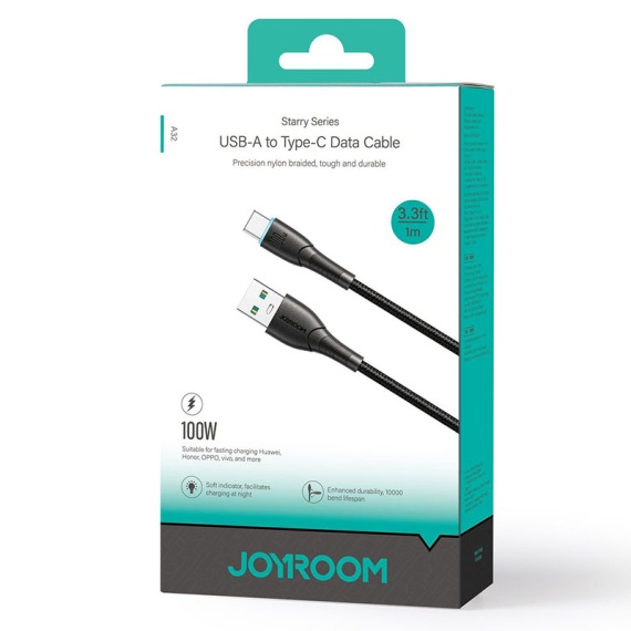 Joyroom SA32-AC6 - Cablu Date si Incarcare, USB la Type-C, 100W, 3A, 1m, Negru