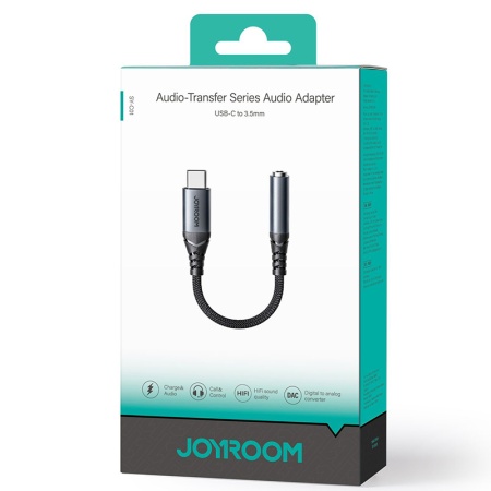 Joyroom SY-C01 - Cablu Audio Type-C la Jack 3.5mm (F), Braided, 14cm, Negru