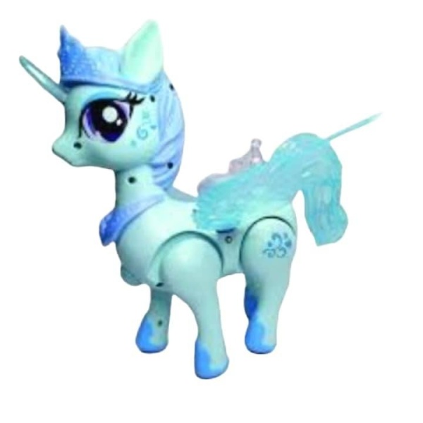 Jucarie interactiva, Dream Unicorn, lumini, muzica si picioare mobile, Albastru