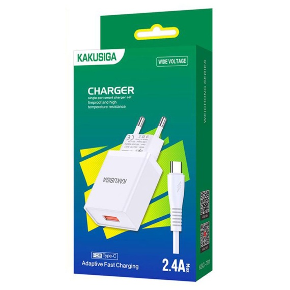 Kaku KSC-781 - Incarcator Retea + Cablu USB-C, 18W, 2.4A, 1xUSB-A-A, QC 3.0, Alb