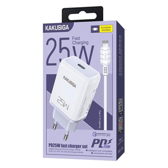 Kaku KSC-814 - Incarcator Retea + Cablu Lightning, 25W, 1xUSB-C, PD, Alb