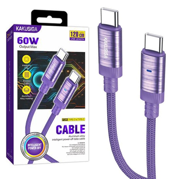 Kaku KSC-972 - Cablu Date si Incarcare, Type-C, PD60W, QC3.0, Smart On-Off, Braided, 1m, Violet