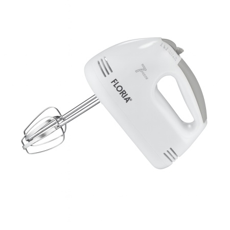 Mixer de mana 100W, Floria ZLN7565, 7 viteze, buton eliberare accesorii, alb