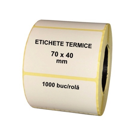 Role etichete autoadezive termice Ecothermal (TH) 70x40 mm, 1000 etichete/rola, Ambalare CUTIE 50 role