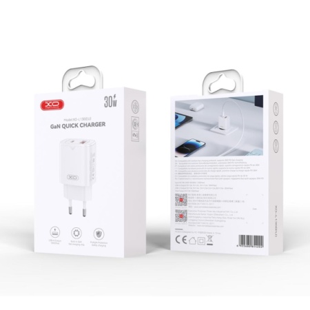 XO L130 - Incarcator Retea, PD30W, 1xUSB-C, 1xUSB-A, alb