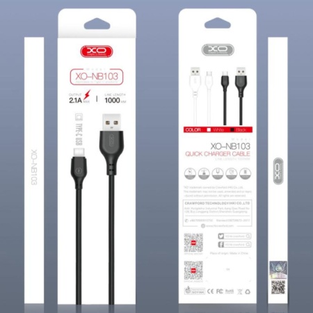 XO NB103 - Cablu Date si Incarcare, USB la Type-C, 2.1A, Fast Charging, 1m, Alb
