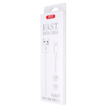 XO NB47 - Cablu Date si Incarcare, USB la Type-C, 2.4A, 1m, Alb