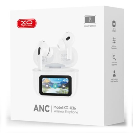 XO X36 – Casti wireless Ear Buds TWS BT 5.4, 300mAh, LCD Smart, alb