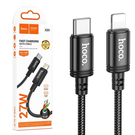 Cablu USB-C la Lightning 2m Hoco X89 – date si incarcare 2.4A fast, rezistent, negru