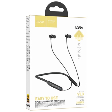 Casti wireless In Ear HOCO ES64 tip neck-mount – Bluetooth 5.3, baterie 200mAh, pentru muzica, negru