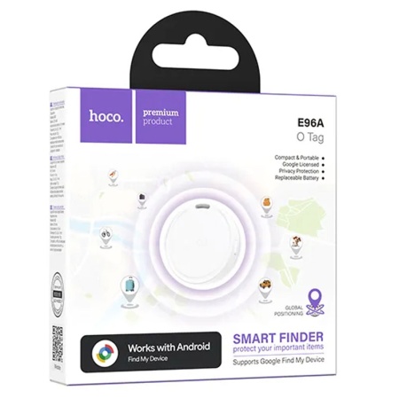 Dispozitiv tip AirTAG anti-pierdere HOCO E96A, functie FindMy, Android, WHITE