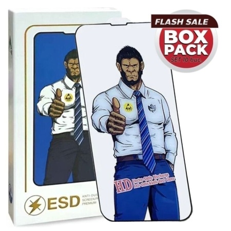 Folie protectie ecran ESD 6D pentru SAMSUNG Galaxy A52/A52 5G/A52s, full glass, antistatica, acoperire completa, negru - set 10 buc