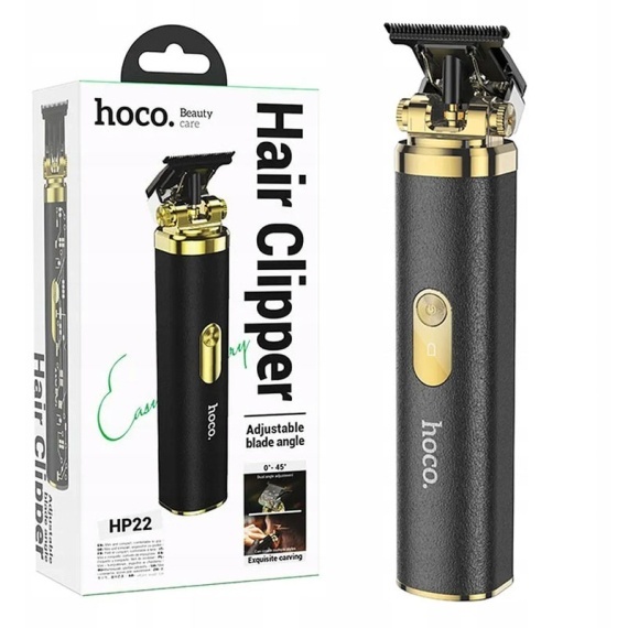 Hoco HP22 - Aparat de tuns, Hair Clipper, Portabil, 600mAh, 7000RPM, 4 distantiere, Retro, Negru