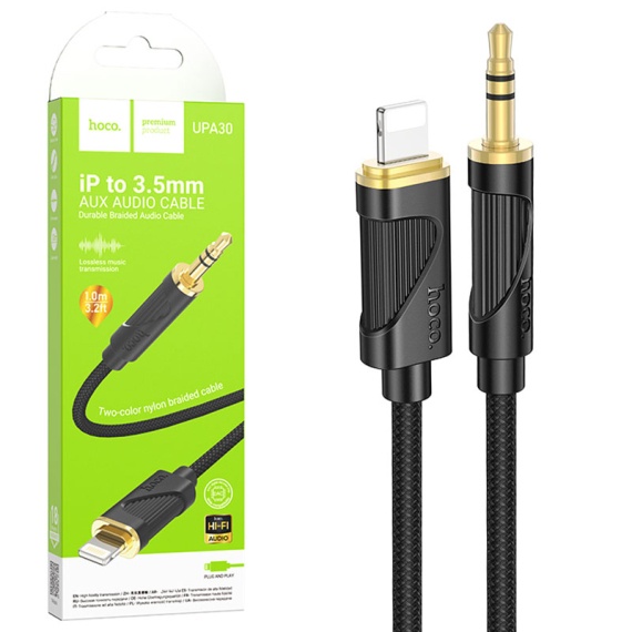 Hoco UPA30 - Cablu Audio, Lightning la Jack 3.5mm (M), 1m, Negru