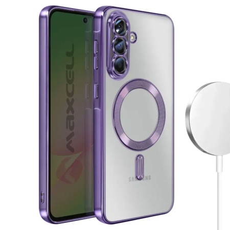 Husa Plating pentru Samsung Galaxy A17, MAXCELL MagCase, TPU Clear, protectie bumper, Violet