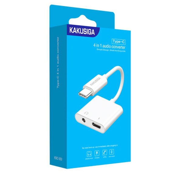 Kaku KSC-353 - Cablu Audio / Incarcare, Type-C la Jack 3.5mm (F) - 12cm, Alb